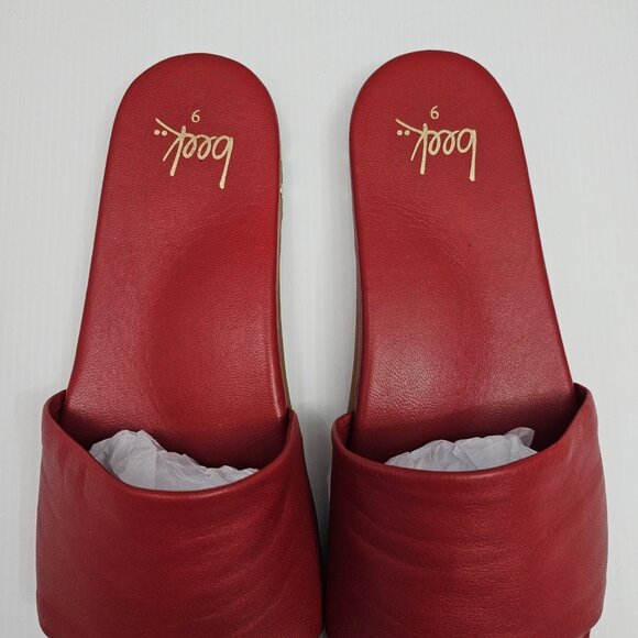 Beek Honeybird Slide Sandal Womens 9 Red Leather Square Toe Designer Comfort - Picture 7 of 13
